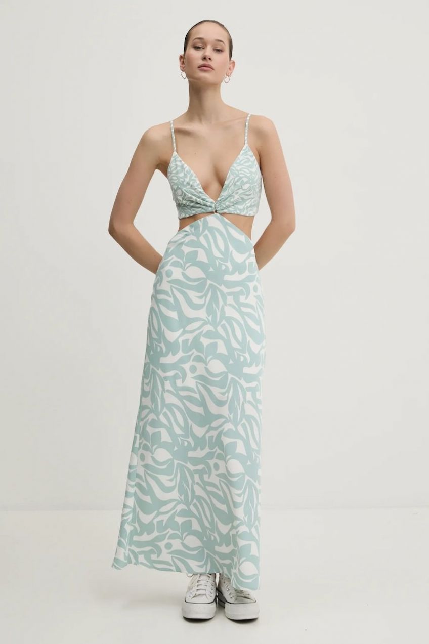 Šaty Abercrombie & Fitch biela farba, maxi, priliehavá, KI159-5551