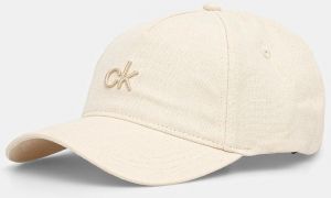 Plátenná čiapka Calvin Klein béžová farba, s nášivkou, K60K613118