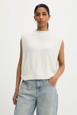 Vlnená vesta Answear.LAB dámsky, biela farba