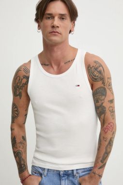 Bavlnené tričko Tommy Jeans 2-pak pánske, béžová farba, DM0DM20769