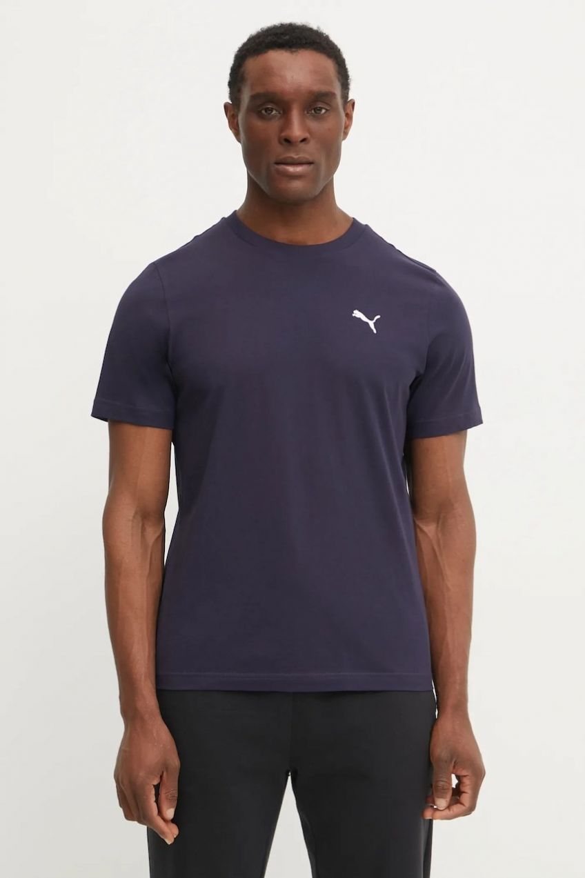 Tričko Puma Essential Logo pánske, tmavomodrá farba, jednofarebné, 682538