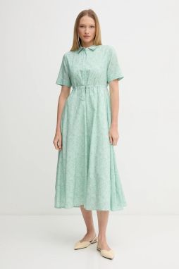 Šaty Tommy Hilfiger zelená farba, maxi, áčkový strih, WW0WW46009