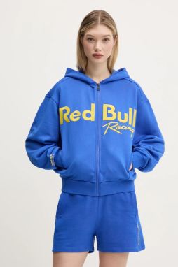 Bavlnená mikina Red Bull Racing x Pepe Jeans LOGO ZIP HOODIE dámska, fialová farba, s kapucňou, s nášivkou, RL580011
