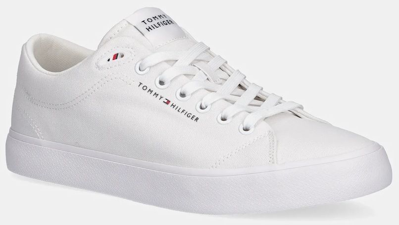 Tenisky Tommy Hilfiger TH HI VULC LOW CORE CANVAS biela farba, FM0FM05396
