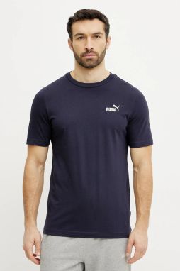 Bavlnené tričko Puma Essential Logo pánske, tmavomodrá farba, s nášivkou, 682534