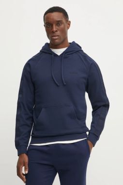 Bavlnená mikina HUGO LIAM Hoodie pánska, tmavomodrá farba, s kapucňou, jednofarebná, 50540921