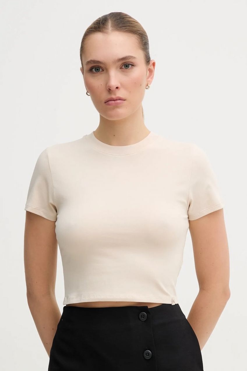 Tričko Calvin Klein Jeans dámske, béžová farba, J20J225237