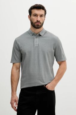 Bavlnené polo tričko Armani Exchange pánske, šedá farba, jednofarebné, XM000509 AF13055