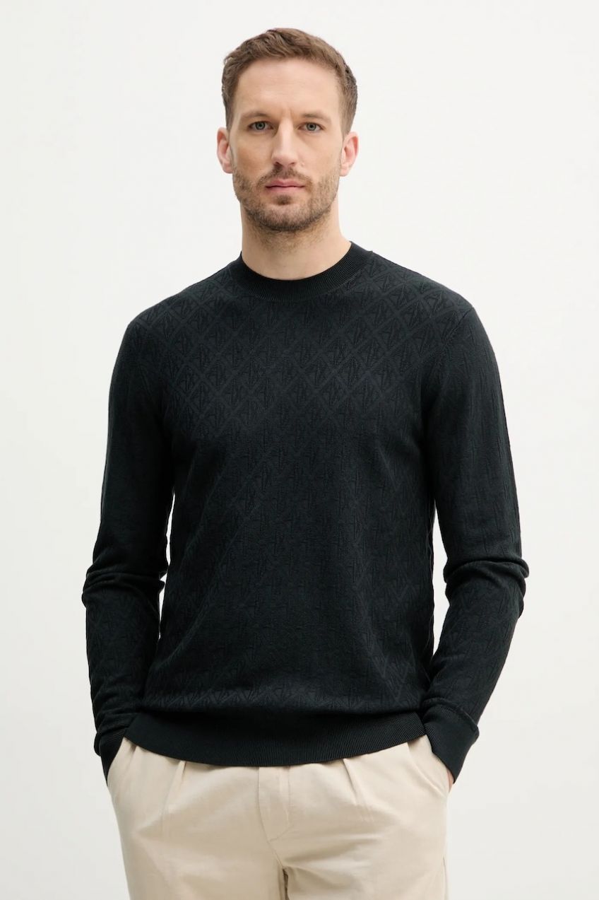 Sveter Armani Exchange pánsky, zelená farba, tenký, XM000176 AF10454