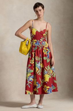 Bavlnené šaty Polo Ralph Lauren viac farieb, midi, áčkový strih, 211959920