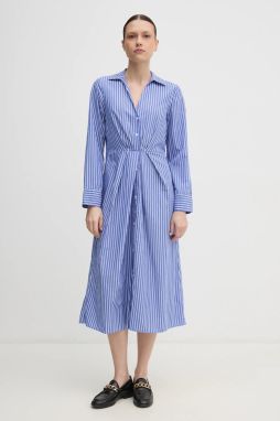 Bavlnené šaty Tommy Hilfiger fialová farba, midi, áčkový strih, WW0WW44670