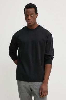 Bavlnené tričko s dlhým rukávom BOSS C-Tubby 11 čierna farba, jednofarebné, 50531331