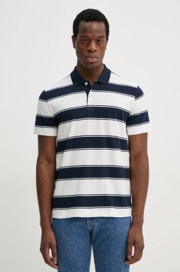 Bavlnené polo tričko Marc O'Polo pánske, biela farba, vzorované, 522214553046