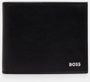 Kožená peňaženka BOSS Randy_Trifold pánsky, čierna farba, 50546139