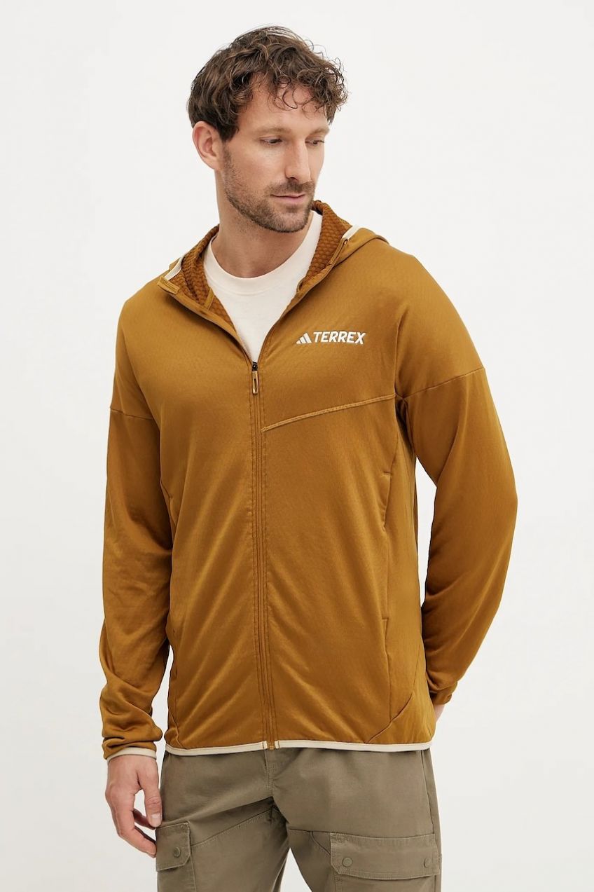 Športová mikina adidas TERREX Xperior zelená farba, s kapucňou, jednofarebná, JC9607