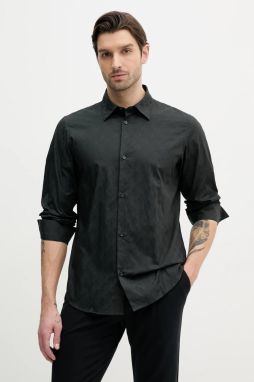 Bavlnená košeľa Armani Exchange pánska, zelená farba, regular, s klasickým golierom, XM000197 AF12179