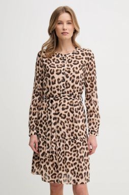 Šaty OUI béžová farba, midi, rovný strih, 91807