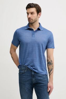 Ľanové polo Paul&Shark pánske, fialová farba, jednofarebné, 25411243