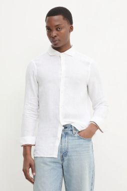 Ľanová košeľa Superdry pánska, béžová farba, regular, M4010995A-01C