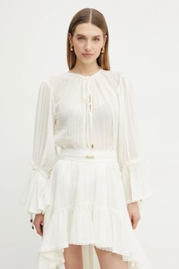 Bavlnená blúzka Marciano by Guess ELSA dámska, béžová farba, jednofarebná, 5GGH33 7317A