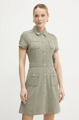 Šaty Guess ELORA zelená farba, mini, áčkový strih, W5GK70 KCBO2