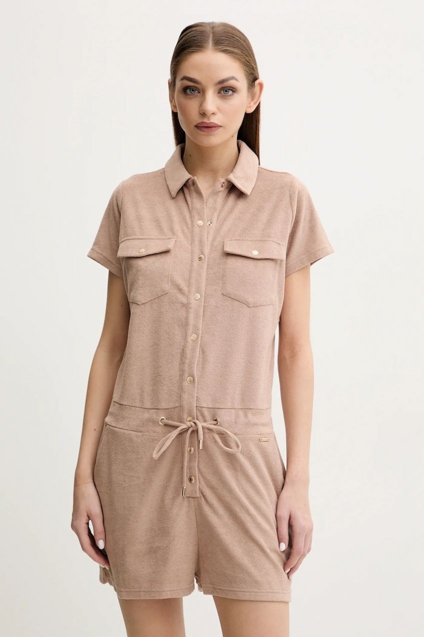 Overal Melissa Odabash hnedá farba, s golierom, Cheryl