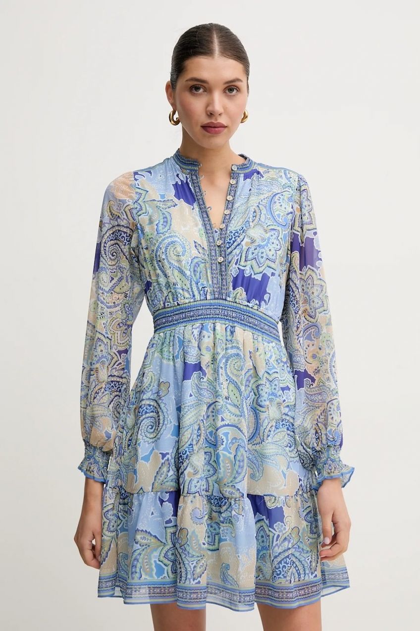 Šaty Hale BOB Shelby fialová farba, mini, áčkový strih, 4YDD630A