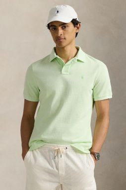 Bavlnené polo tričko Polo Ralph Lauren pánske, zelená farba, jednofarebné, 710969626
