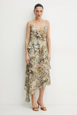 Šaty Marciano by Guess GISELLE béžová farba, midi, rovný strih, 5GGK09 7298A