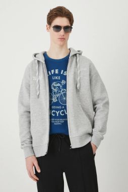 Mikina Medicine pánska, šedá farba, s kapucňou, s potlačou