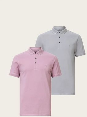 Bavlnené polo tričko AllSaints REFORM  2-pak viac farieb, jednofarebné, M076PB
