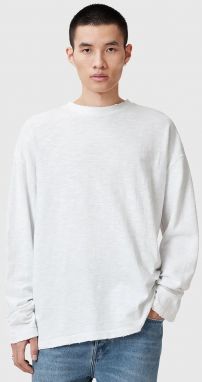 Bavlnené tričko s dlhým rukávom AllSaints FOSTER pánske, biela farba, jednofarebné, M026JC