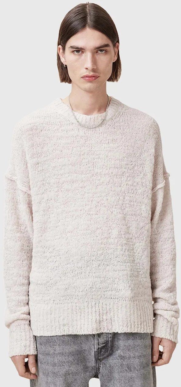 Vlnený sveter AllSaints CHILLION pánsky, biela farba, M028KC