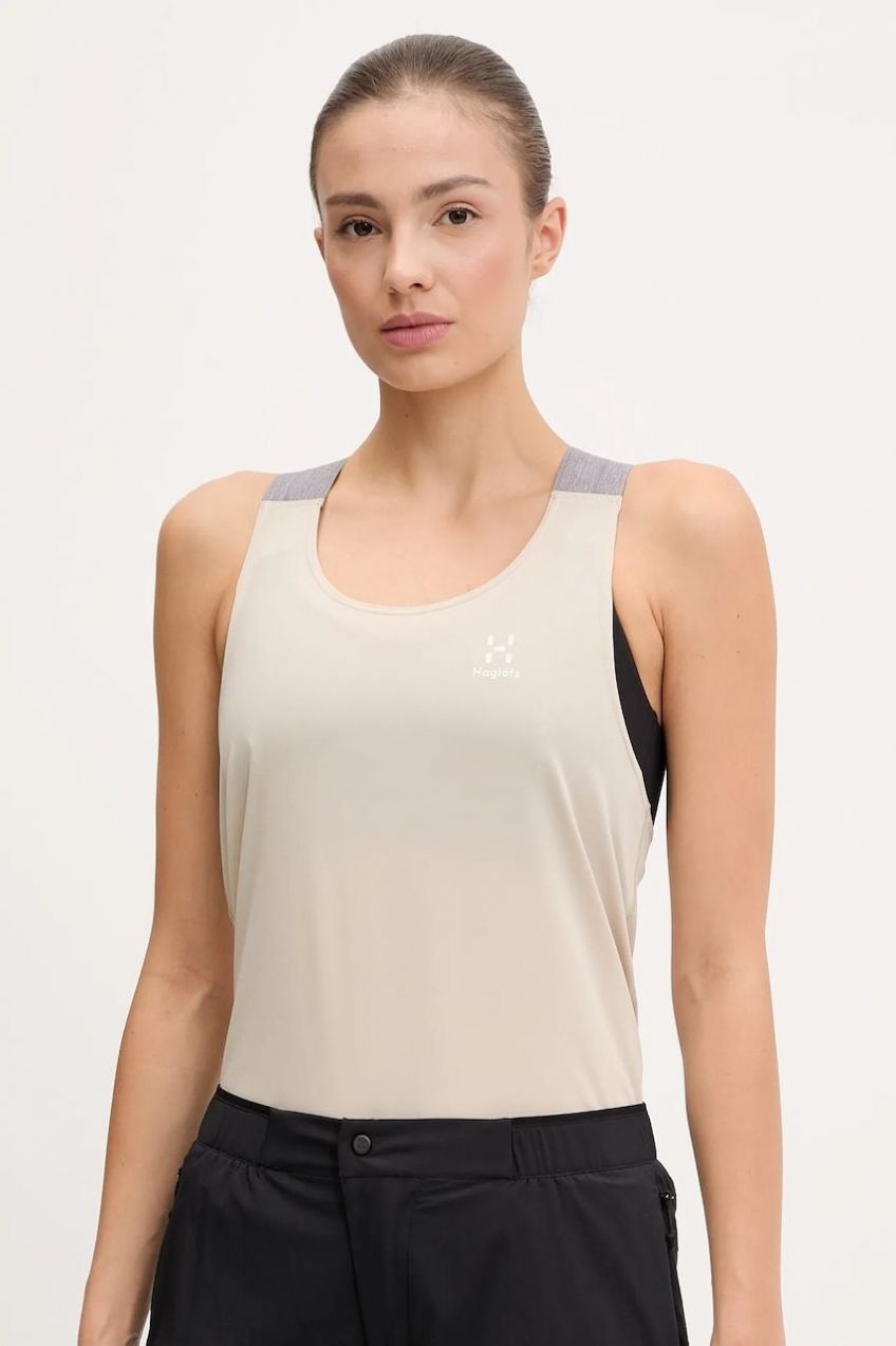 Športový top Haglöfs Ridge dámsky, béžová farba, 606596