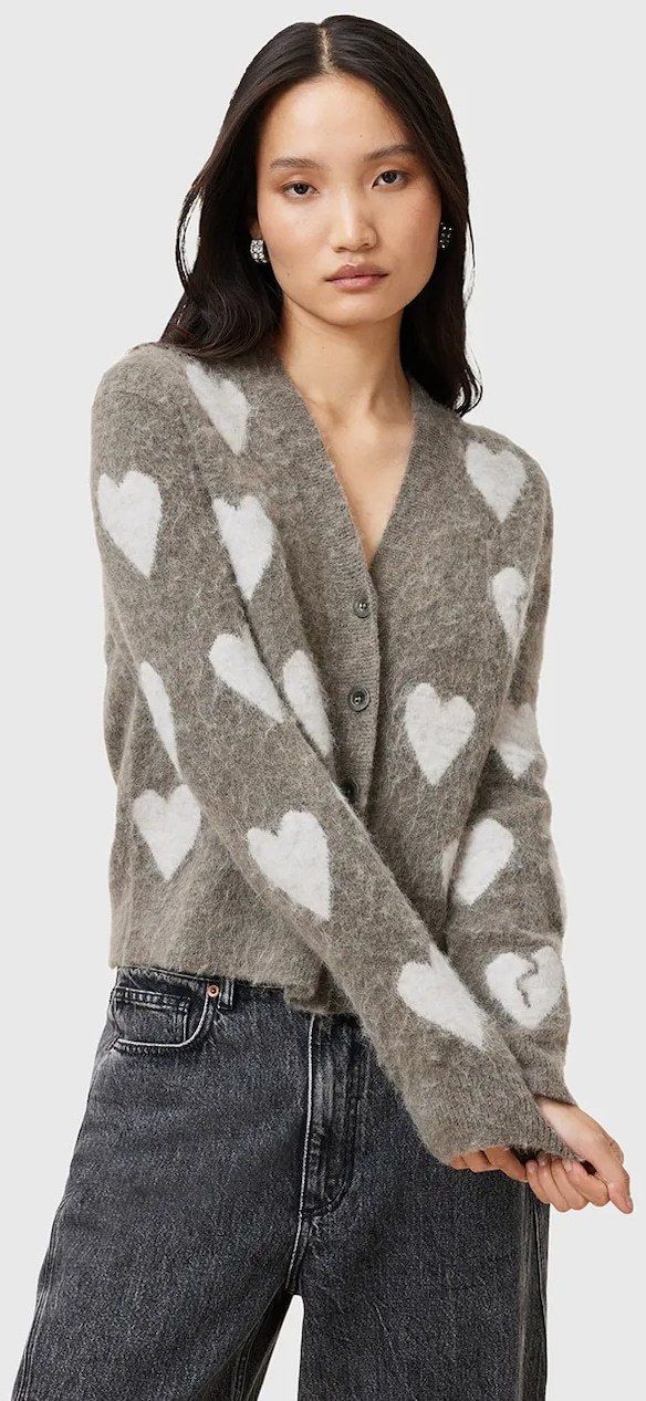 Vlnený kardigán AllSaints AMORA dámsky, zelená farba, W042KC