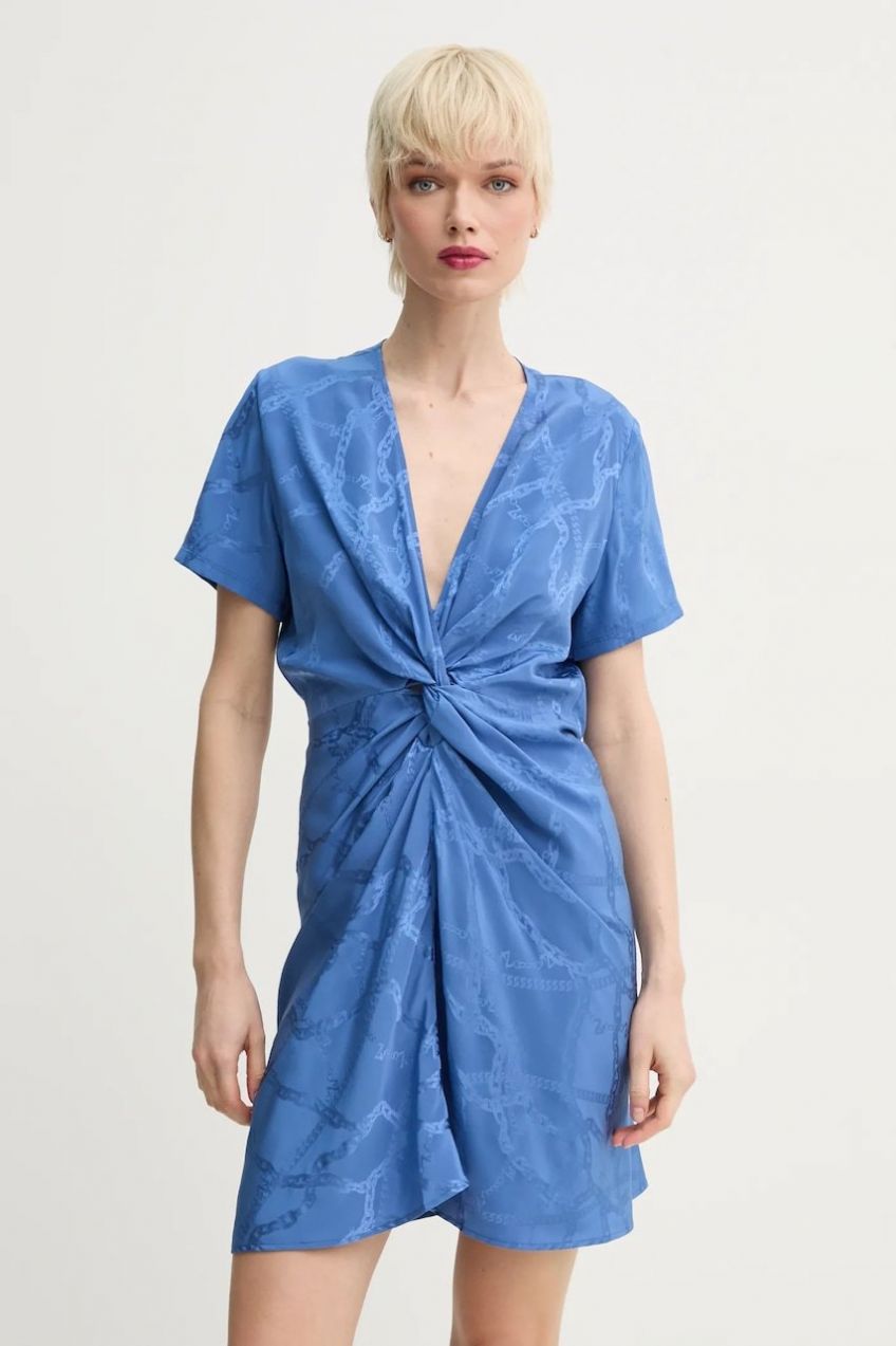 Hodvábne šaty ZADIG&VOLTAIRE fialová farba, mini, áčkový strih, WWDR02420