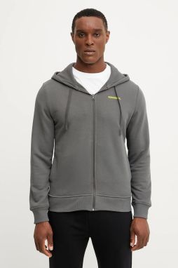 Mikina Rossignol Presset pánska, šedá farba, s kapucňou, s potlačou, RLNMS11