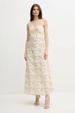 Bavlnené šaty Bardot LORA biela farba, maxi, áčkový strih, 59245DB2