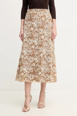 Sukňa Luisa Spagnoli hnedá farba, maxi, áčkový strih, 541989