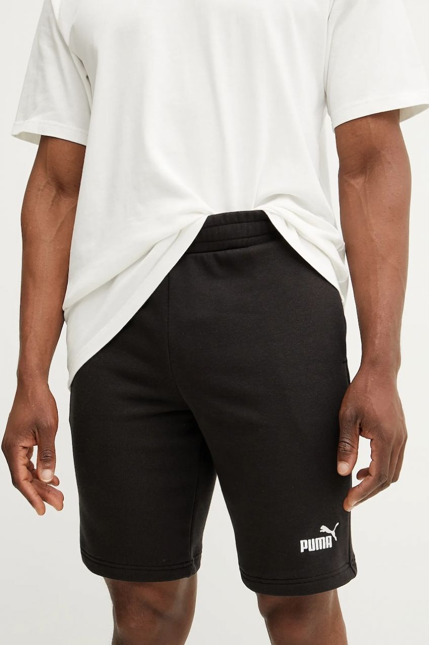 Šortky Puma Essential Logo pánske, čierna farba, melanžové, 682594