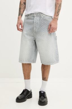 Rifľové krátke nohavice Hugo Blue pánske, biela farba, 50534609