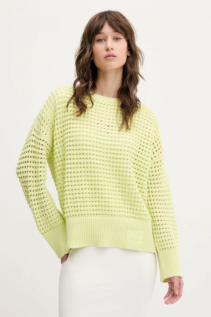 Bavlnený sveter Hugo Blue dámsky, zelená farba, 50539390