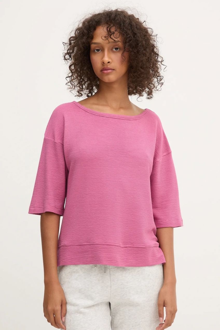 Tričko BOSS Ottoman_Sweatsh. BN dámske, ružová farba, 50540029