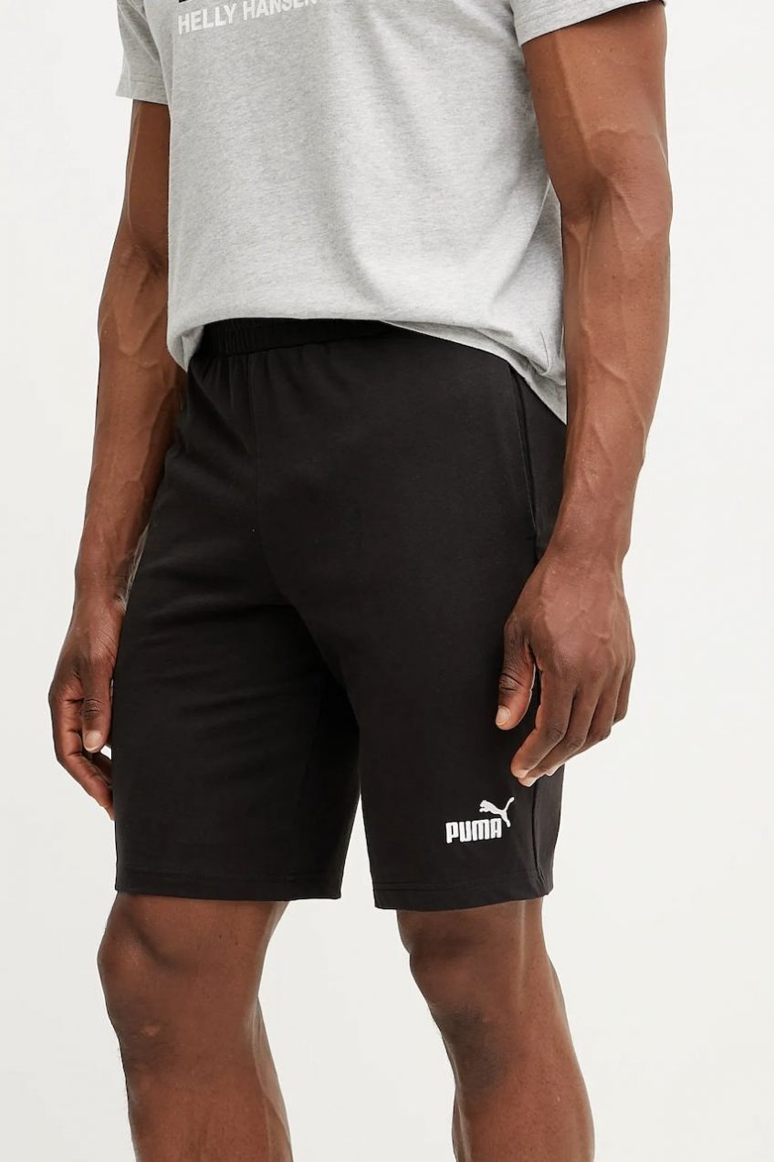 Bavlnené šortky Puma Essential Jersey pánske, čierna farba, 682600
