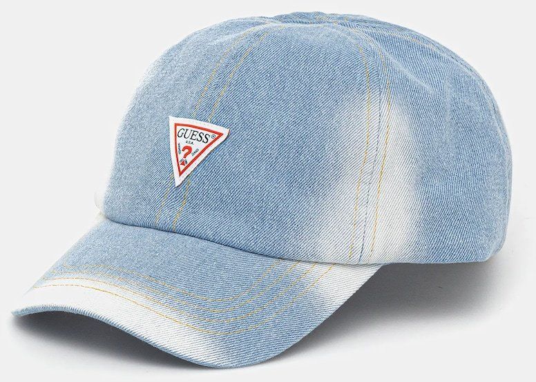 Džínsová šiltovka Guess dámska, tmavomodrá farba, s nášivkou, AW5288 COT01