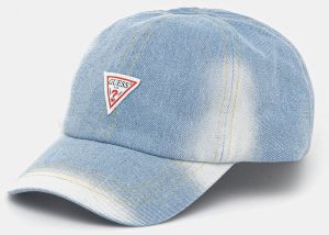 Džínsová šiltovka Guess dámska, tmavomodrá farba, s nášivkou, AW5288 COT01