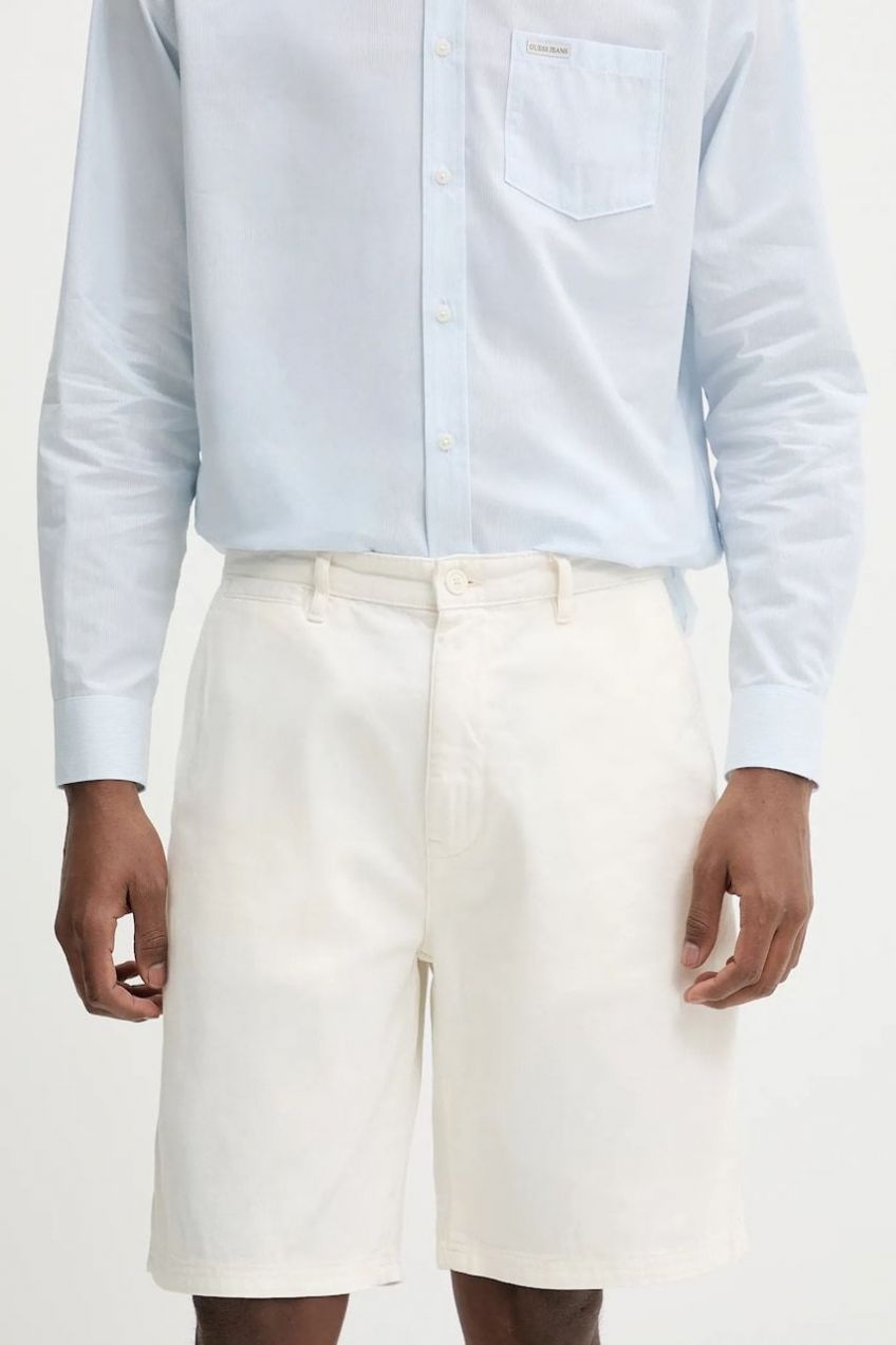 Bavlnené šortky Guess Jeans pánske, béžová farba, M5GD44 WGCV1