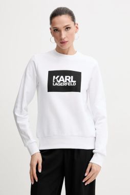 Bavlnená mikina Karl Lagerfeld dámska, biela farba, s potlačou, ASW20006