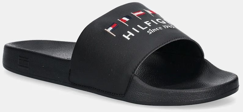 Šľapky Tommy Hilfiger HILFIGER FLAGS POOL SLIDE pánske, čierna farba, FM0FM05431
