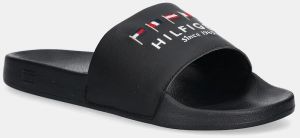 Šľapky Tommy Hilfiger HILFIGER FLAGS POOL SLIDE pánske, čierna farba, FM0FM05431